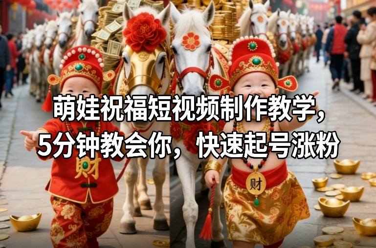 萌娃祝福短视频制作教学，5分钟教会你，快速起号涨粉-蜗牛学社