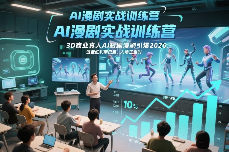 AI漫剧实战训练营,3D商业真人AI短剧漫剧引爆2026,流量红利期已至,入场正当时-蜗牛学社