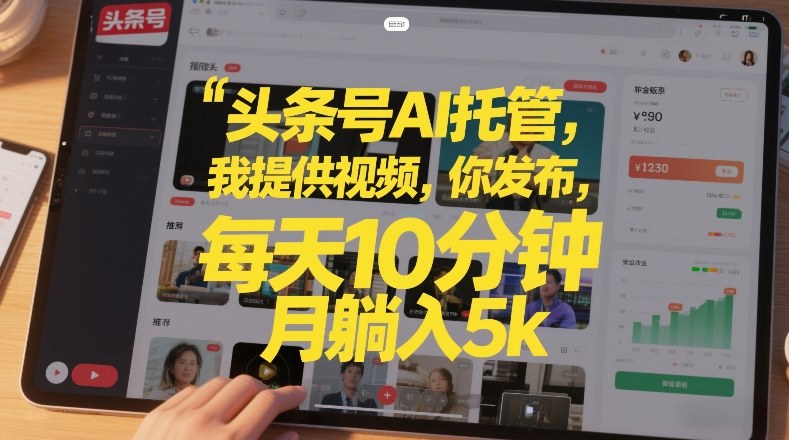 头条号AI托管，我提供视频，你发布，每天10分钟，月躺入5k+【揭秘】-蜗牛学社