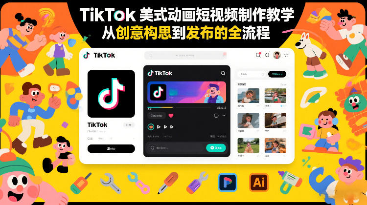 TikTok美式动画短视频制作教学，从创意构思到发布的全流程-蜗牛学社