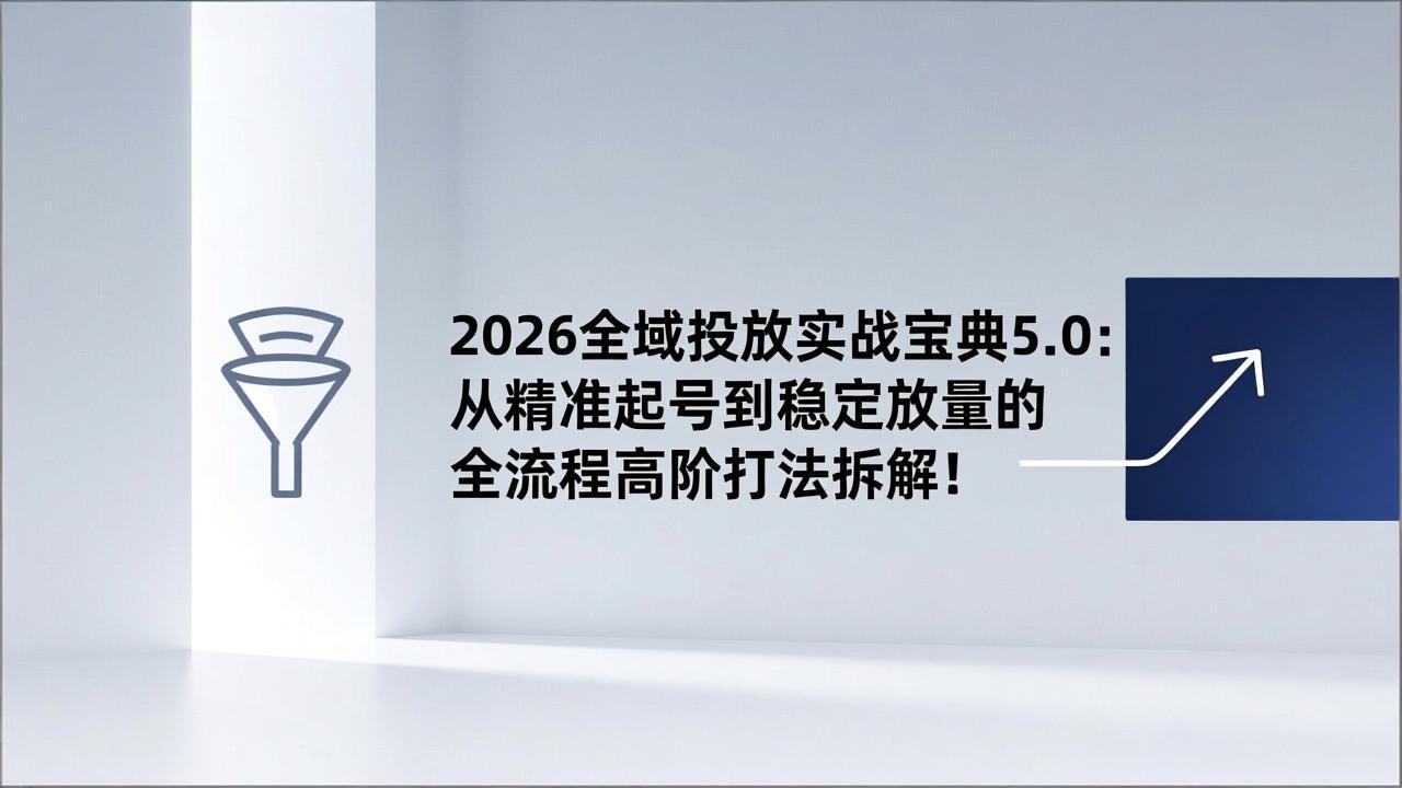 2026全域投放实战宝典5.0：从精准起号到稳定放量的全流程高阶打法拆解！-蜗牛学社