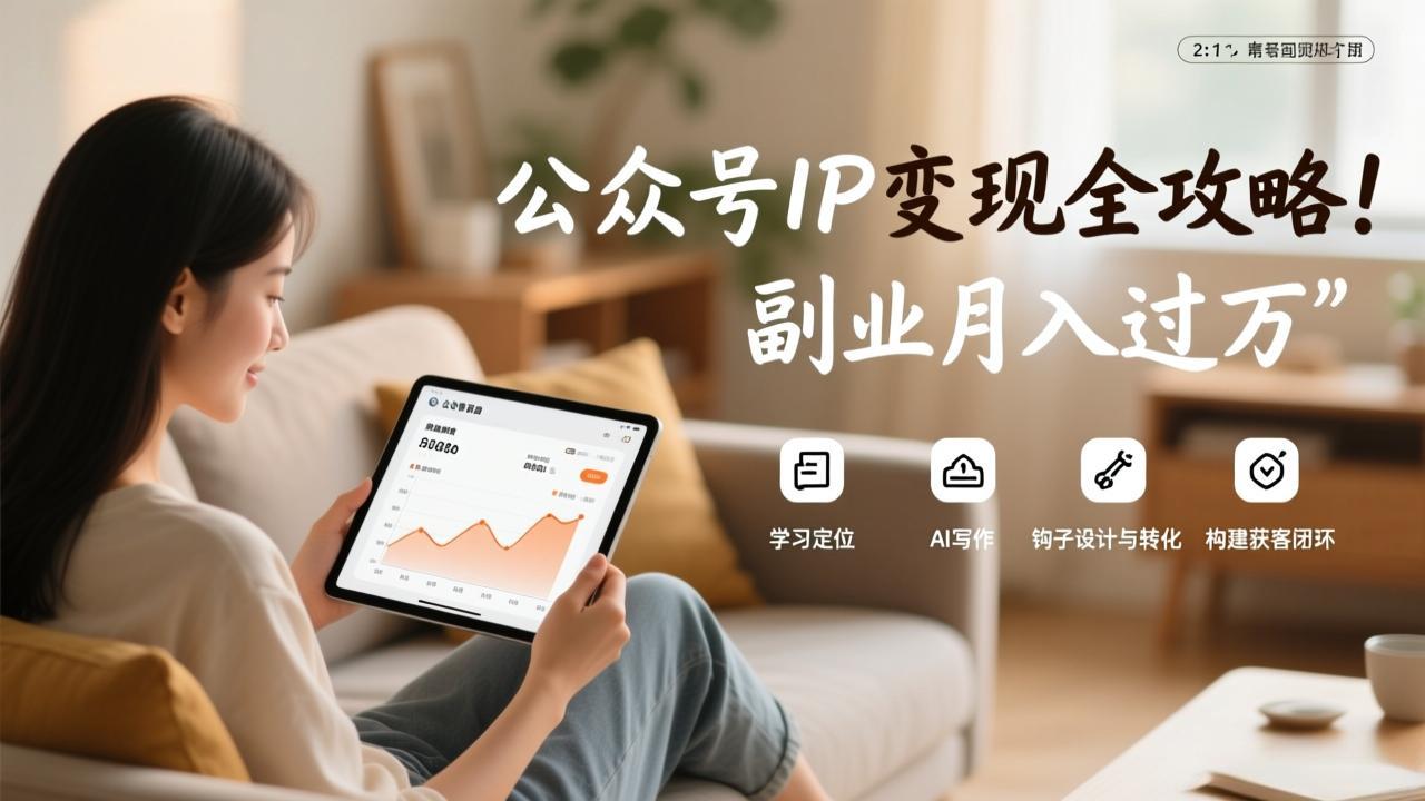 公众号IP变现全攻略，学习定位、AI写作、钩子设计与转化，构建获客闭环，副业月入过万-蜗牛学社