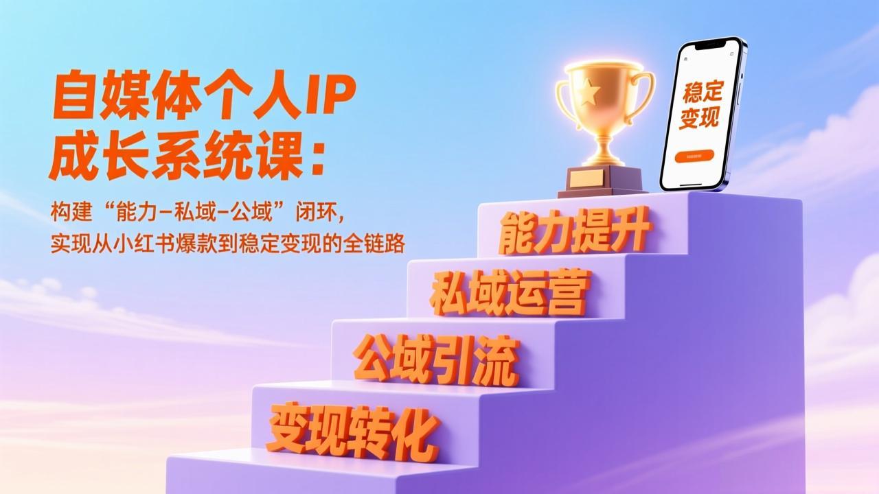 自媒体个人IP成长系统课:构建“能力-私域-公域”闭环,实现从小红书爆款到稳定变现的全链路-蜗牛学社