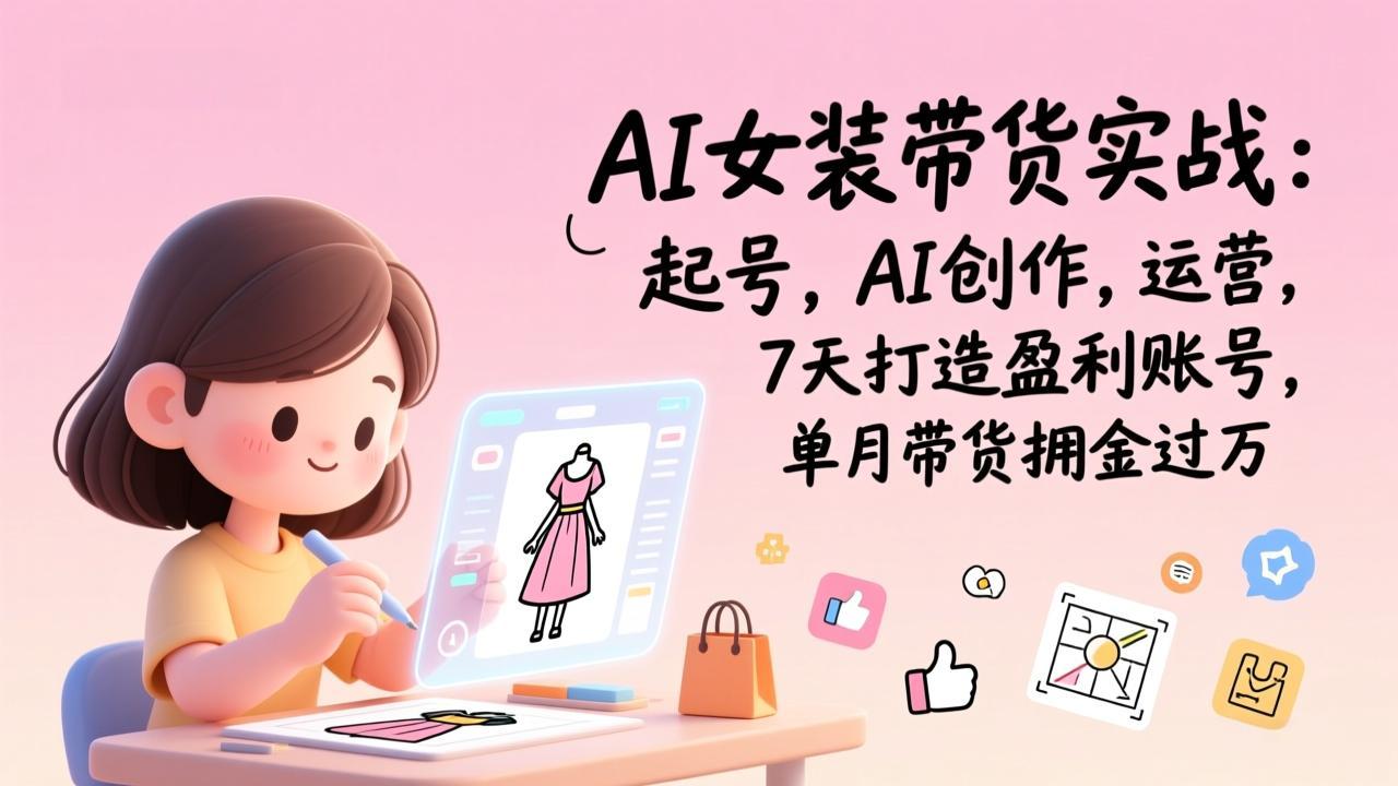 AI女装带货实战：起号，AI创作，运营，7天打造盈利账号，单月带货佣金过万-蜗牛学社