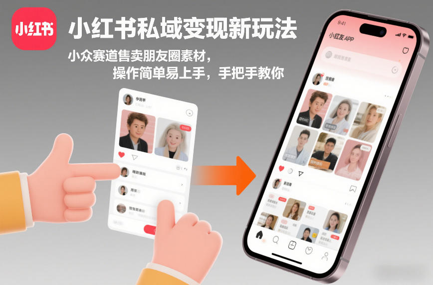 小红书私域变现新玩法，小众赛道售卖朋友圈素材，操作简单易上手，手把手教你-蜗牛学社