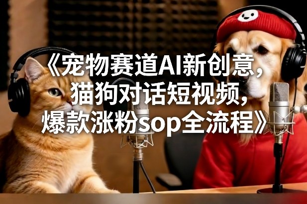 宠物赛道AI新创意，猫狗对话短视频，爆款涨粉sop全流程-蜗牛学社