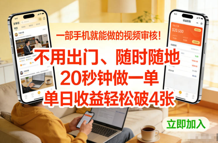 一部手机就能做的视频审核！不用出门，随时随地，20秒钟做一单，单日收益轻松破4张【揭秘】-蜗牛学社