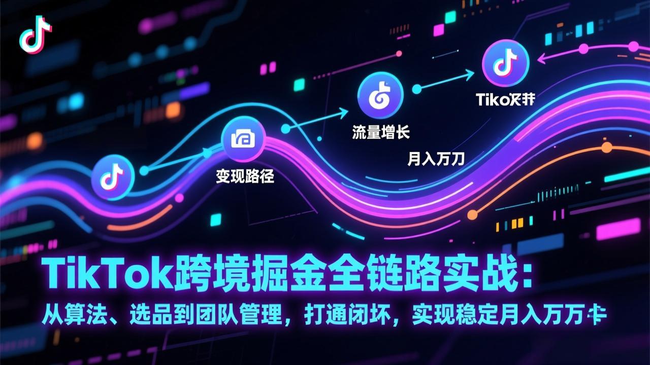 TikTok跨境掘金全链路实战：从算法、选品到团队管理，打通闭环，实现稳定月入万刀-蜗牛学社