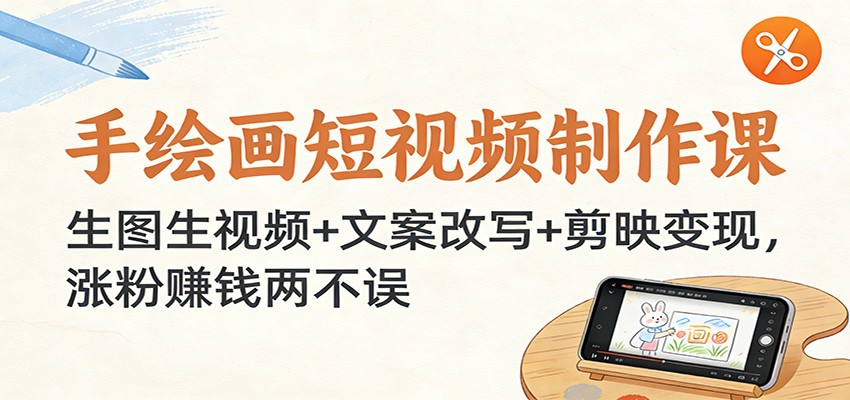 手绘画短视频制作课：生图生视频+文案改写+剪映变现，涨粉赚钱两不误-蜗牛学社