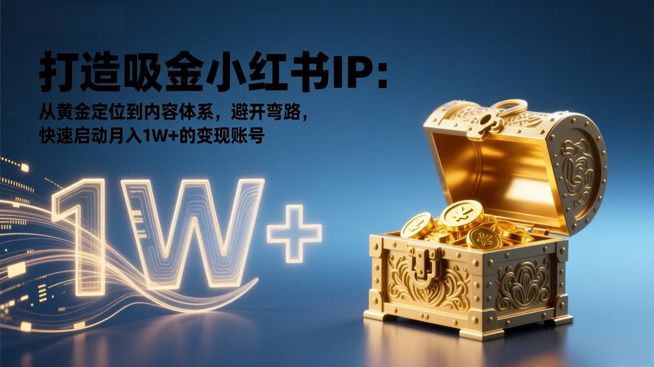 打造吸金小红书IP：从黄金定位到内容体系，避开弯路，快速启动月入1W+的变现账号-蜗牛学社