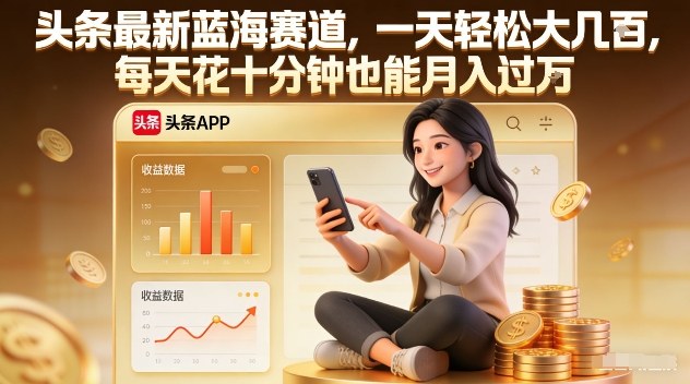 头条最新蓝海赛道，一天轻松大几张，每天花十分钟也能月入过1W【揭秘】-蜗牛学社