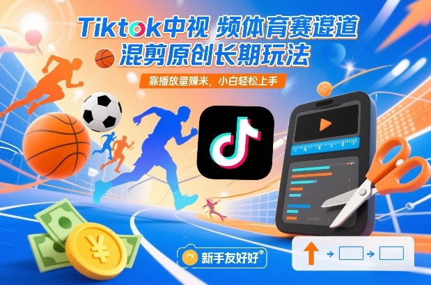 Tiktok中视频体育赛道混剪原创长期玩法，靠播放量賺米，小白轻松上手-蜗牛学社