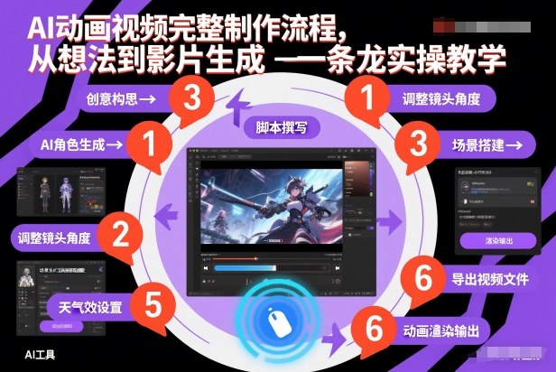 AI动画视频完整制作流程,从想法到影片生成一条龙实操教学-蜗牛学社