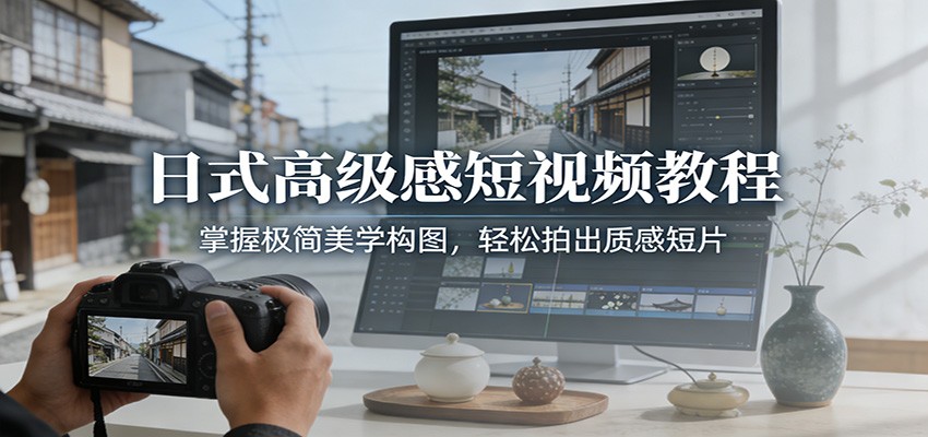 日式高级感短视频教程：掌握极简美学构图，轻松拍出质感短片-蜗牛学社