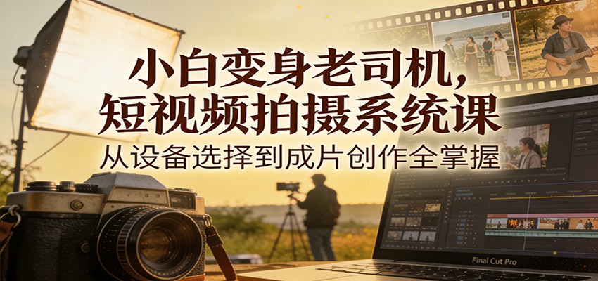 小白变身老司机，短视频拍摄系统课，从设备选择到成片创作全掌握-蜗牛学社