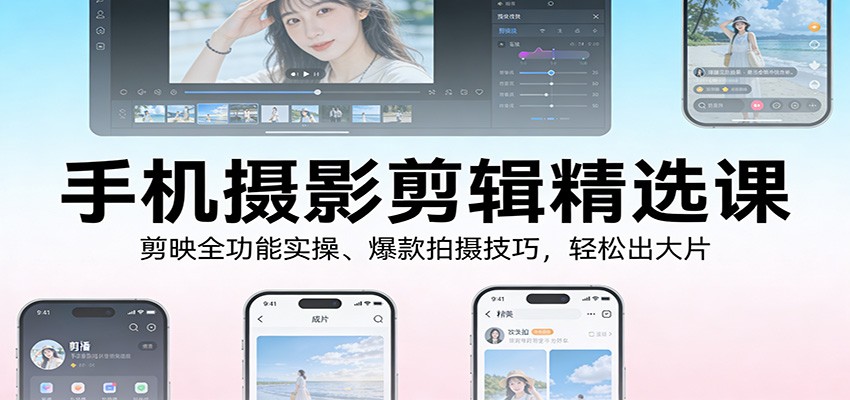 手机摄影剪辑精选课:剪映全功能实操、爆款拍摄技巧,轻松出大片-蜗牛学社