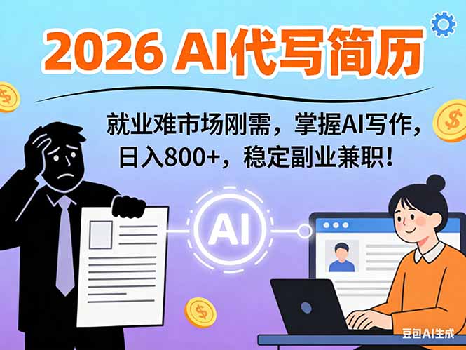 AI代写简历，超暴利，用万能模板月入1-3万实战教程，2026年市场刚需！-蜗牛学社
