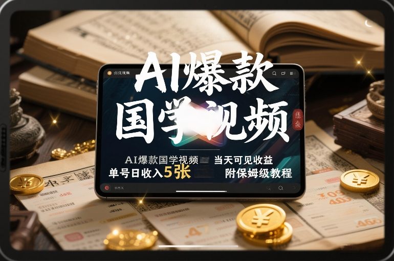 AI爆款国学视频，独家起号方法，小白直接上手，当天可见收益，单号日收入5张+附保姆级教程-蜗牛学社