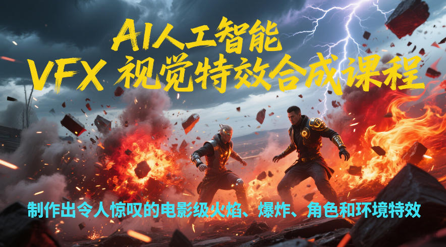 AI人工智能VFX视觉特效合成课程，制作出令人惊叹的电影级火焰、爆炸、角色和环境特效-蜗牛学社