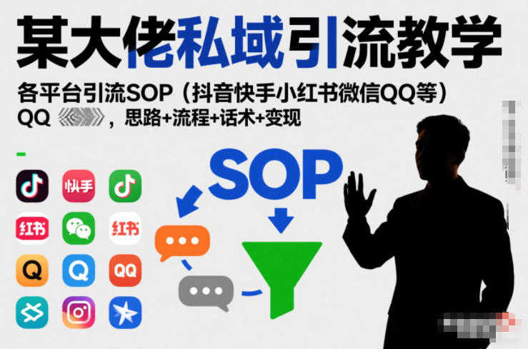 某大佬私域引流教学，各平台引流SOP(抖音快手小红书微信QQ等)，思路+流程+话术+变现-蜗牛学社