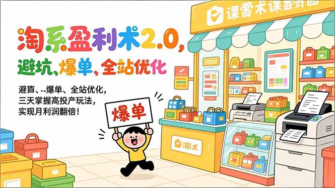淘系盈利术2.0，避坑、爆单、全站优化，三天掌握高投产玩法，实现月利润翻倍！-蜗牛学社