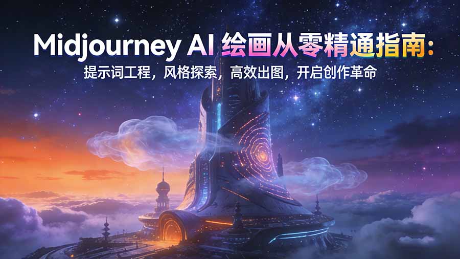Midjourney AI绘画从零精通指南:提示词工程,风格探索,高效出图,开启创作革命-蜗牛学社
