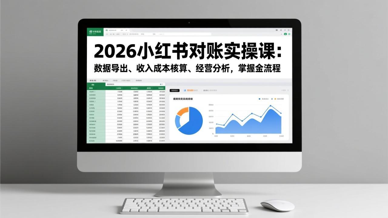 2026小红书对账实操课:数据导出、收入成本核算、经营分析,掌握全流程-蜗牛学社