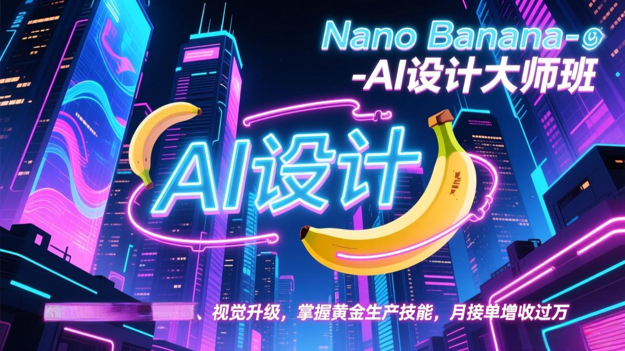 Nano Banana-AI设计大师班,修图合成、广告创作、视觉升级,掌握黄金生产技能,月接单增收过万-蜗牛学社