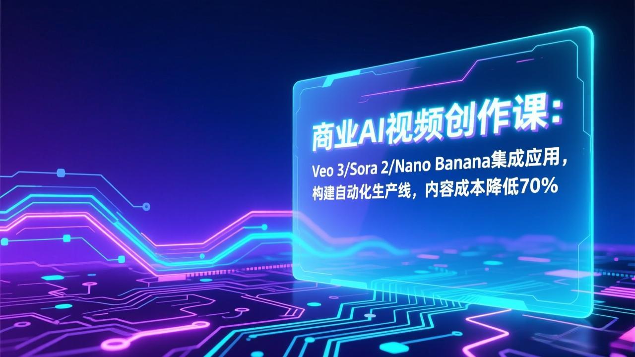 商业AI视频创作课：Veo 3/Sora 2/Nano Banana集成应用，构建自动化生产线，内容成本降低70%-蜗牛学社
