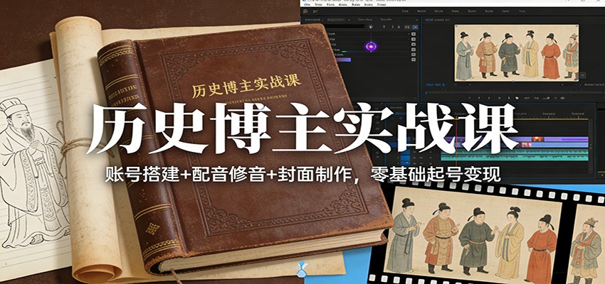 历史博主实战课：账号搭建+配音修音+封面制作，零基础起号变现-蜗牛学社