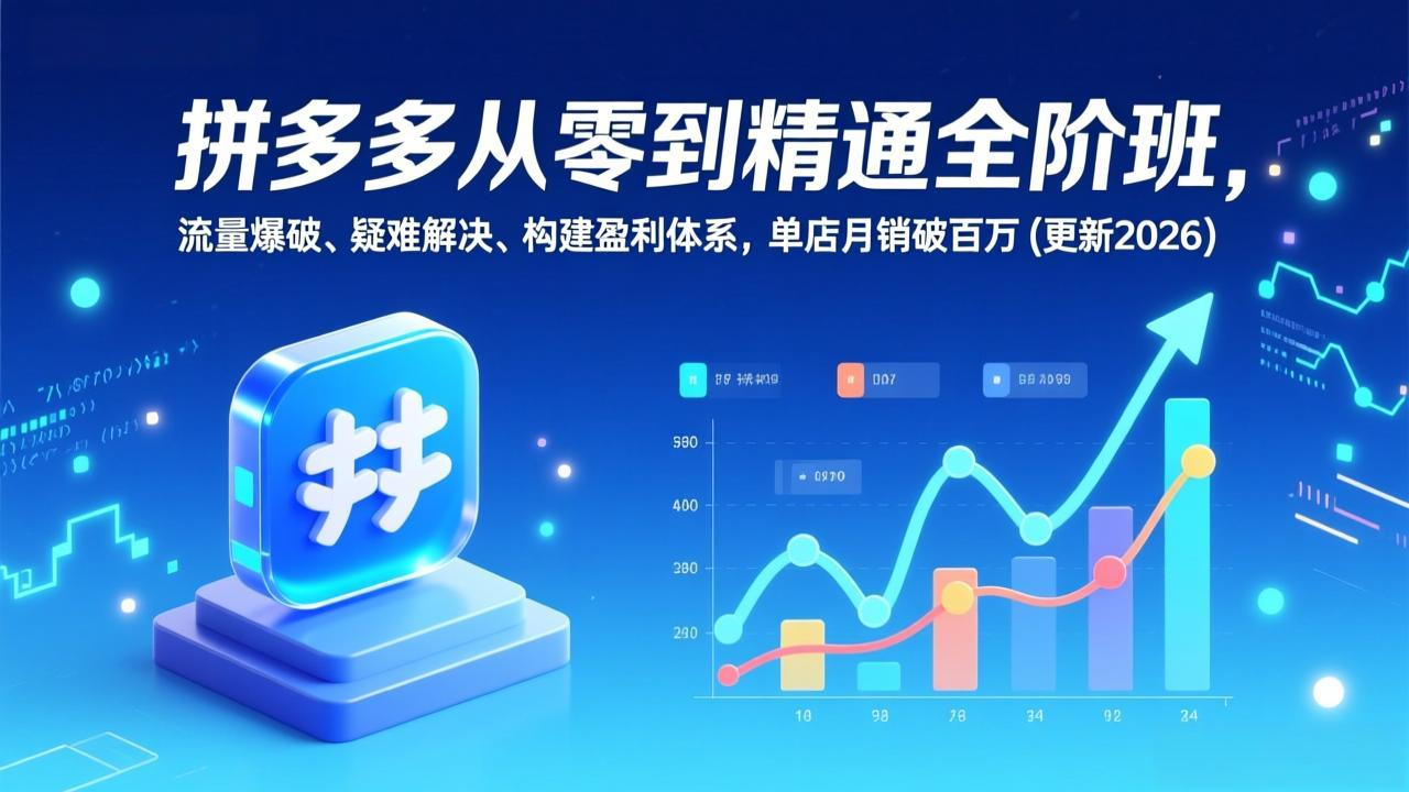 拼多多从零到精通全阶班,流量爆破、疑难解决,构建盈利体系,单店月销破百万(更新2026-蜗牛学社