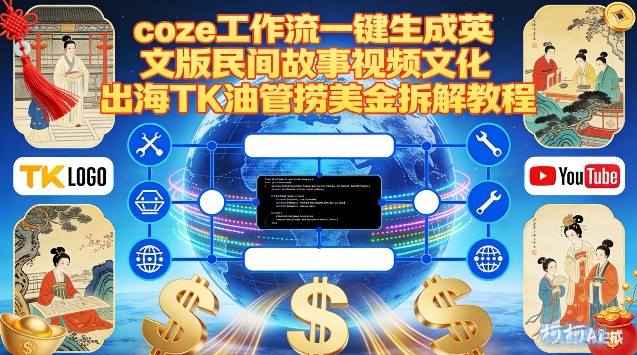 Coze扣子工作流一键生成英文版民间故事视频，文化出海TK油管捞美金拆解教程-蜗牛学社