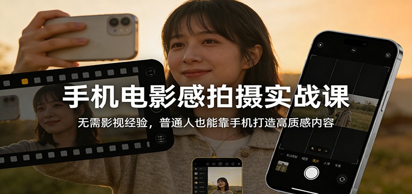 手机电影感拍摄实战课:无需影视经验,普通人也能靠手机打造高质感内容-蜗牛学社