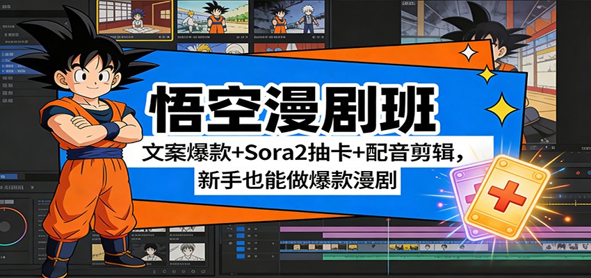 悟空漫剧班:文案爆款+Sora2抽卡+配音剪辑,新手也能做爆款漫剧-蜗牛学社