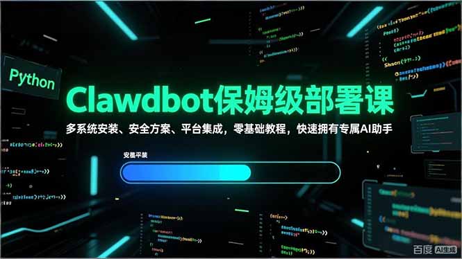 Clawdbot保姆级部署课,多系统安装、安全方案、平台集成,零基础教程,快速拥有专属AI助手-蜗牛学社