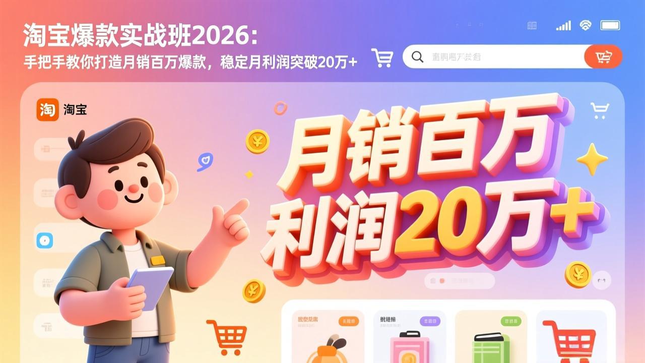 淘宝爆款实战班-2026年2月更新：手把手教你打造月销百万爆款，稳定月利润突破20万+-蜗牛学社
