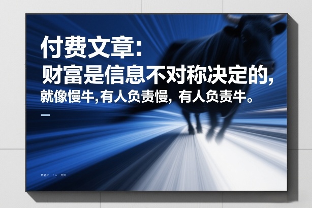 付费文章：财富是信息不对称决定的，就像慢牛，有人负责慢，有人负责牛-蜗牛学社