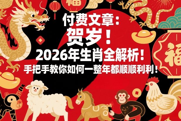 付费文章：贺岁！2026年生肖全解析！手把手教你如何一整年都顺顺利利！-蜗牛学社