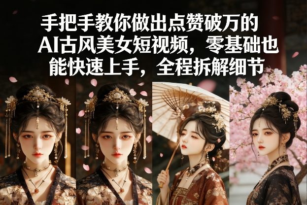 手把手教你做出点赞破万的AI古风美女短视频，零基础也能快速上手，全程拆解细节-蜗牛学社