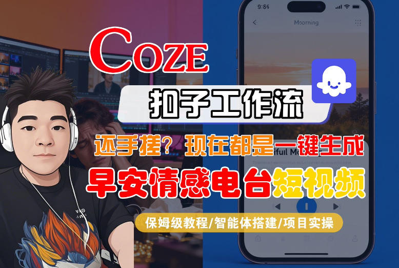 【Coze工作流搭建实操教程】【coze】早安情感电台日签视频还在手动做？用扣子工作流自动生成，省时90%-蜗牛学社