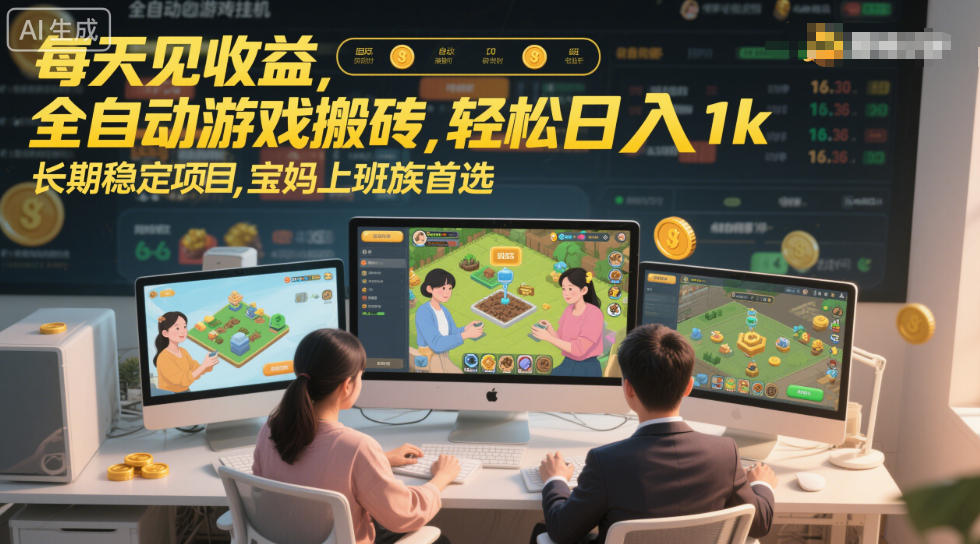 每天见收益，全自动游戏搬砖，轻松日入1k，长期稳定项目，宝妈上班族首选【揭秘】-蜗牛学社