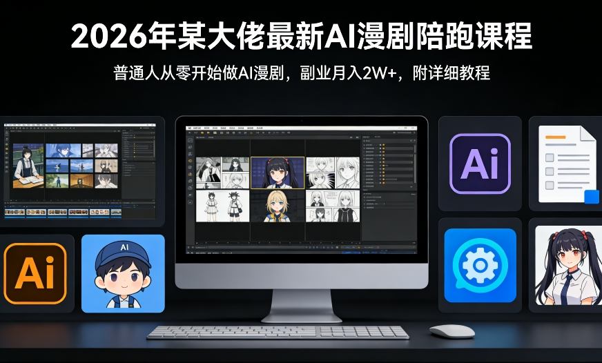 26年某大佬最新Ai漫剧陪跑课程，普通人从零开始做AI漫剧，副业月入2W+-蜗牛学社