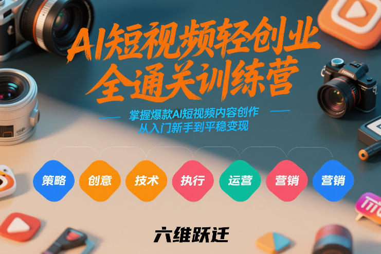 AI短视频轻创业全通关训练营，掌握爆款AI短视频内容创作，从入门新手到平稳变现的六维跃迁-蜗牛学社