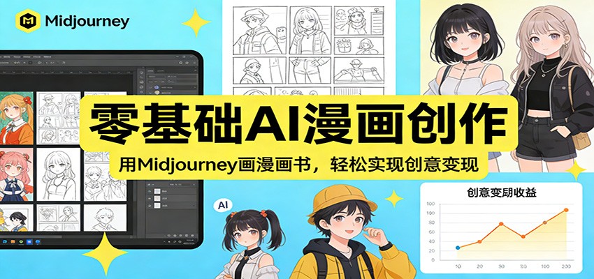 零基础AI漫画创作：用Midjourney画漫画书，轻松实现创意变现-蜗牛学社