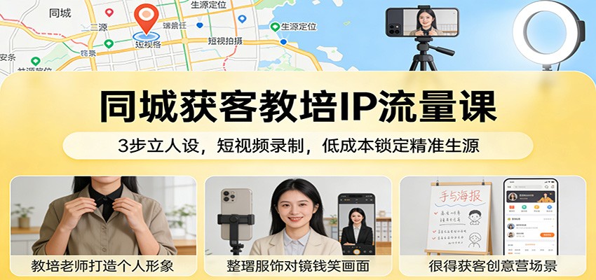 同城获客教培IP流量课：3步立人设，短视频录制，低成本锁定精准生源-蜗牛学社