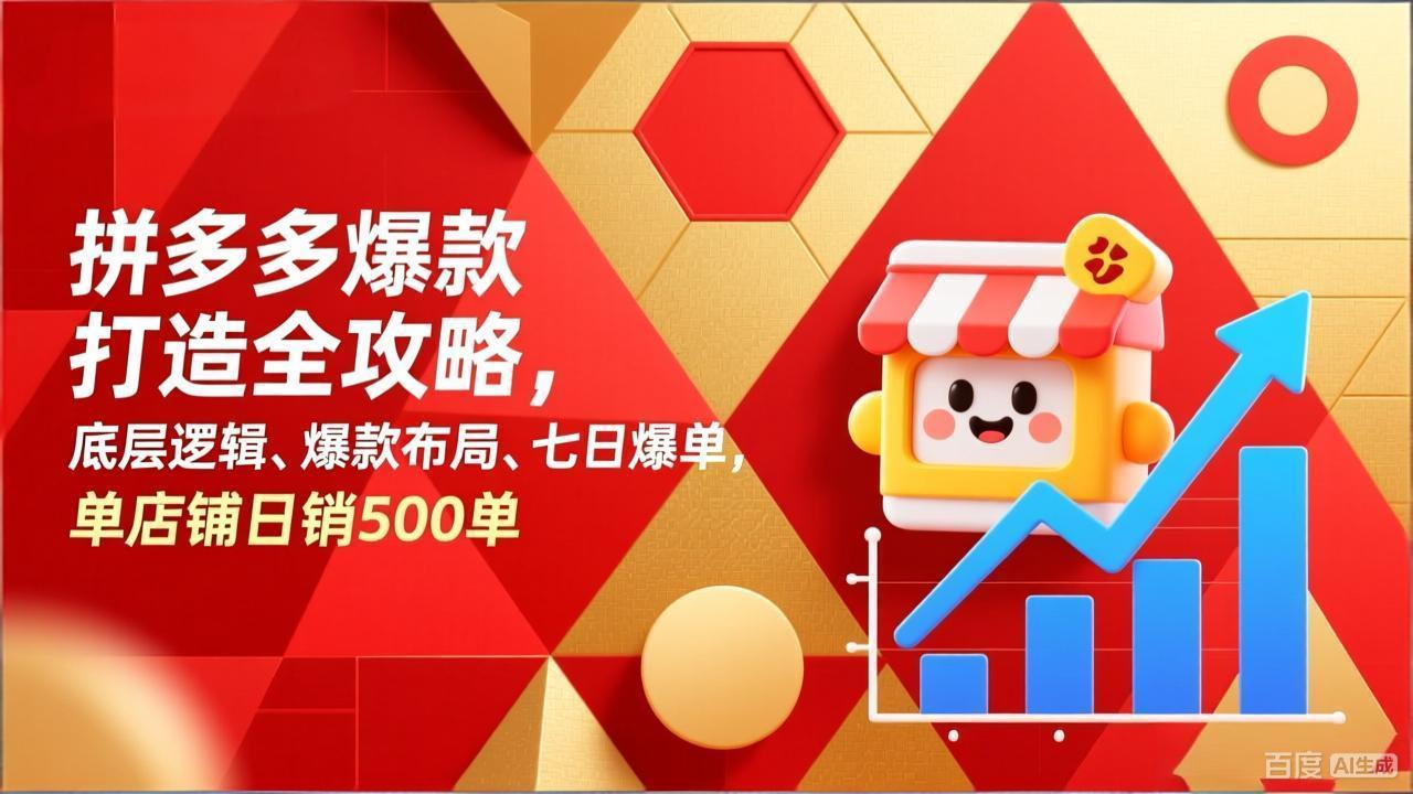 拼多多爆款打造全攻略，底层逻辑、爆款布局、七日爆单，单店铺日销500单-蜗牛学社