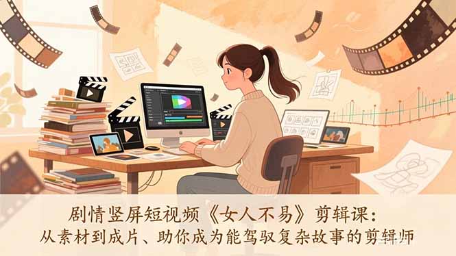 剧情竖屏短视频《女人不易》剪辑课：从素材到成片、助你成为能驾驭复杂故事的剪辑师-蜗牛学社