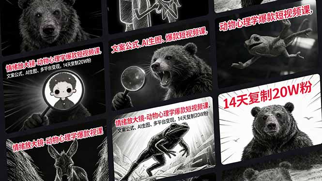 情绪放大镜-动物心理学爆款短视频课，文案公式、AI生图、多平台变现，14天复制20W粉-蜗牛学社