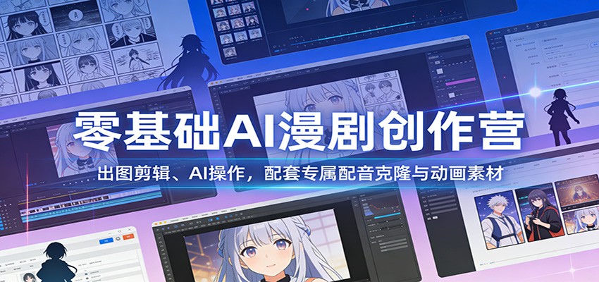 零基础AI漫剧创作营：出图剪辑、AI操作，配套专属配音克隆与动画素材-蜗牛学社
