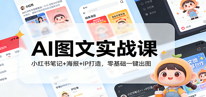 AI图文实战课：小红书笔记+海报+IP打造，零基础一键出图-蜗牛学社